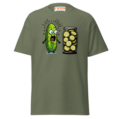 Funny Pickle Cucumber T-Shirt – Cartoon Humor Tee - Military Green - T-Shirts Online