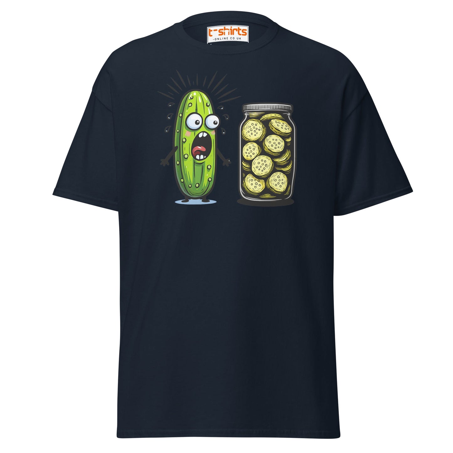 Funny Pickle Cucumber T-Shirt – Cartoon Humor Tee - Navy - T-Shirts Online