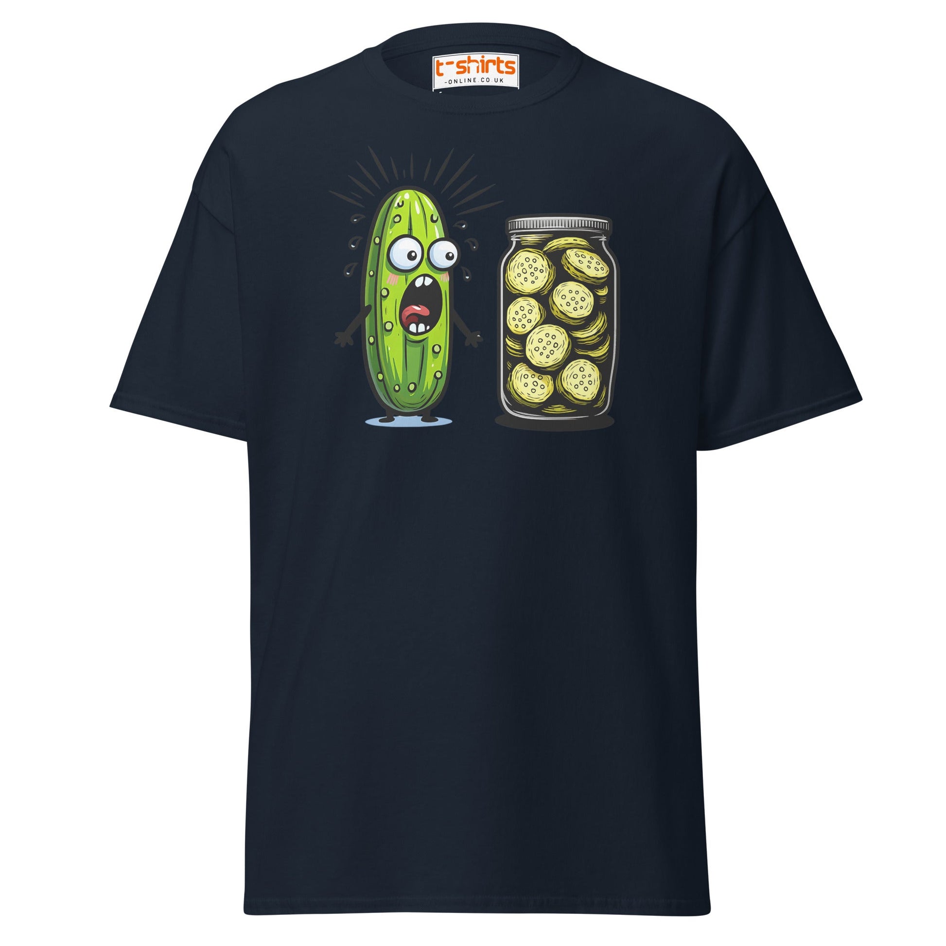 Funny Pickle Cucumber T-Shirt – Cartoon Humor Tee - Navy - T-Shirts Online