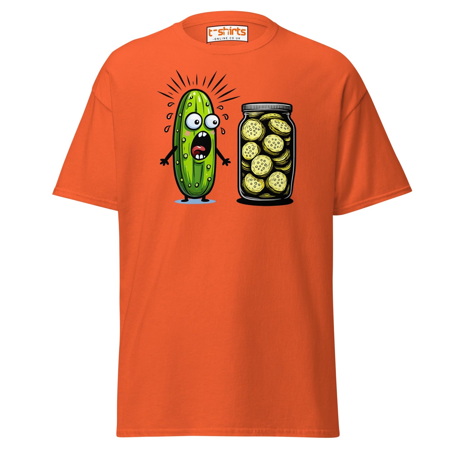 Funny Pickle Cucumber T-Shirt – Cartoon Humor Tee - Orange - T-Shirts Online