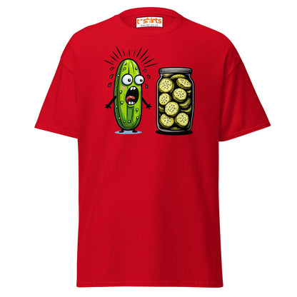 Funny Pickle Cucumber T-Shirt – Cartoon Humor Tee - Red - T-Shirts Online