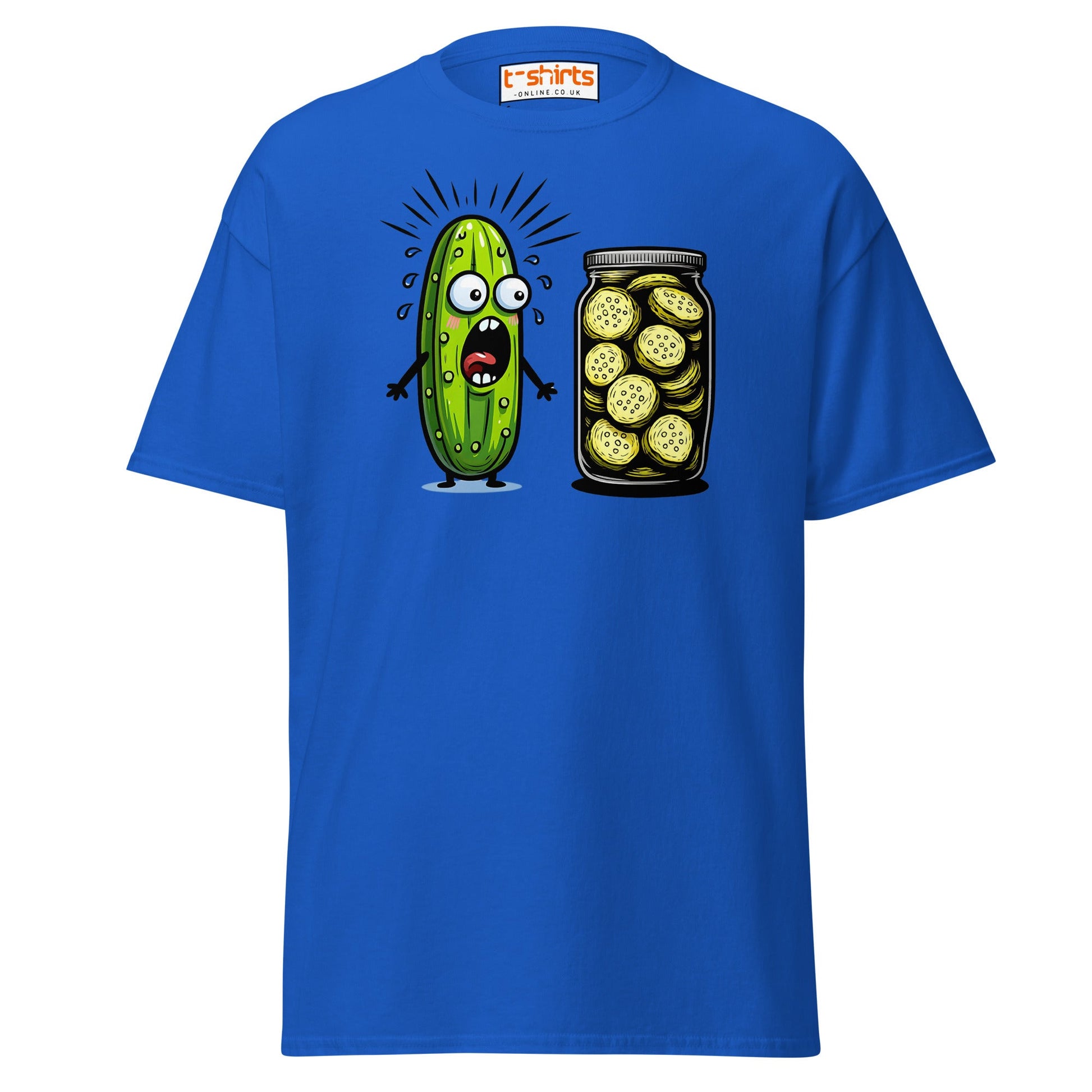 Funny Pickle Cucumber T-Shirt – Cartoon Humor Tee - Royal - T-Shirts Online