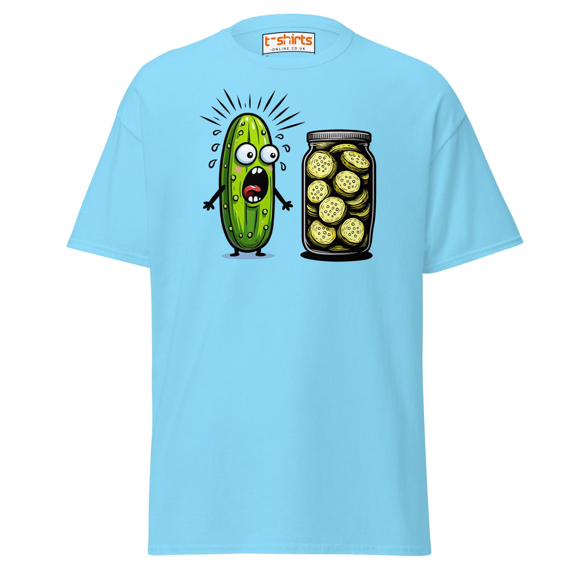 Funny Pickle Cucumber T-Shirt – Cartoon Humor Tee - Sky - T-Shirts Online