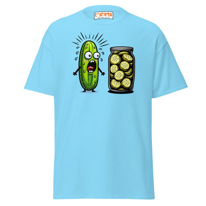 Funny Pickle Cucumber T-Shirt – Cartoon Humor Tee - Sky - T-Shirts Online