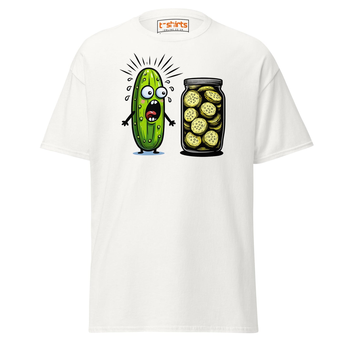 Funny Pickle Cucumber T-Shirt – Cartoon Humor Tee - White - T-Shirts Online