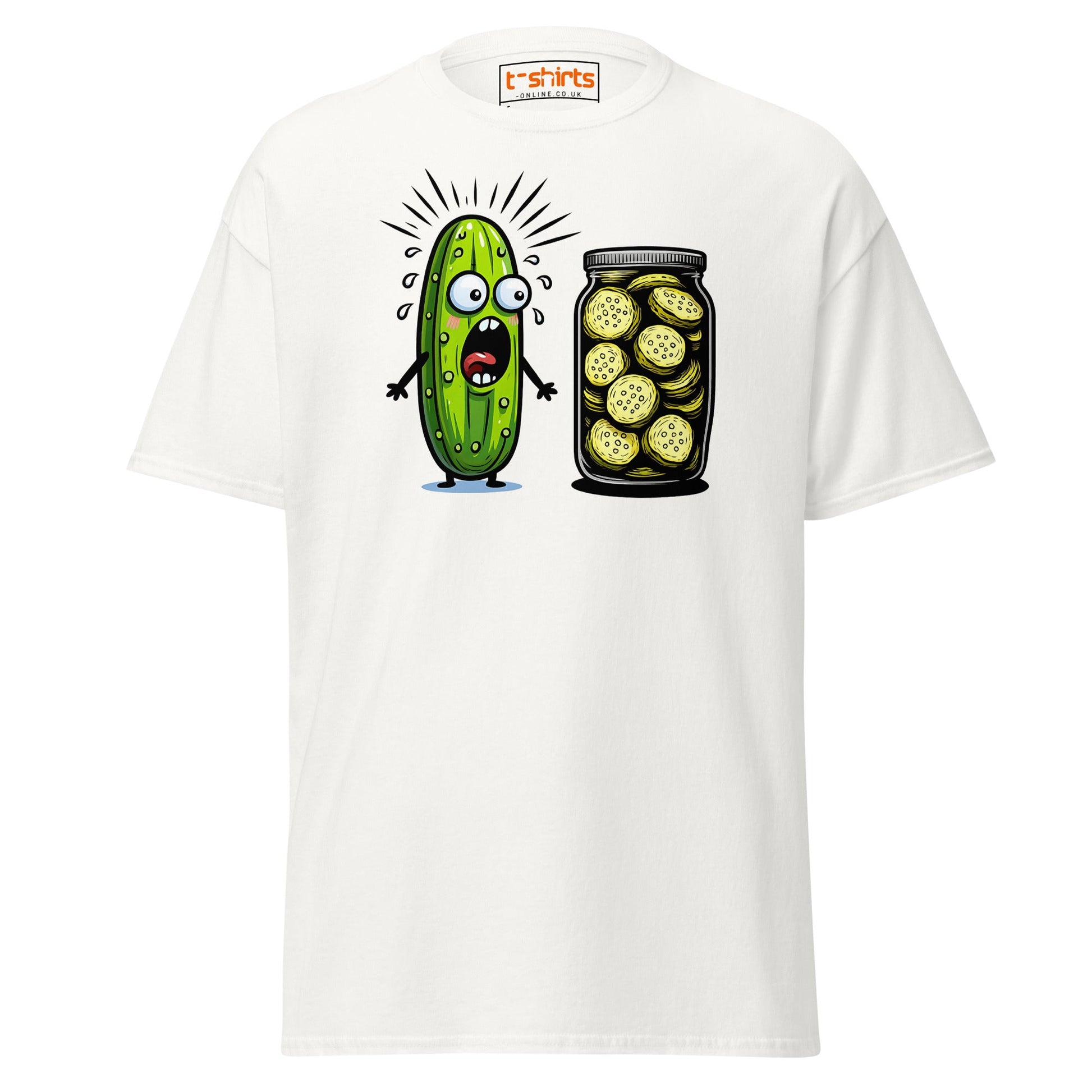 Funny Pickle Cucumber T-Shirt – Cartoon Humor Tee - White - T-Shirts Online