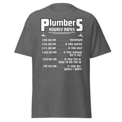 Funny Plumber Hourly Rates T-Shirt | Trade Humor Tee - Charcoal - T-Shirts Online
