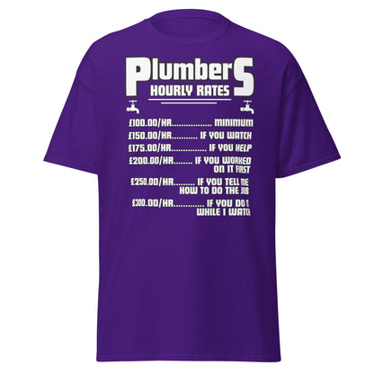 Funny Plumber Hourly Rates T-Shirt | Trade Humor Tee - Purple - T-Shirts Online