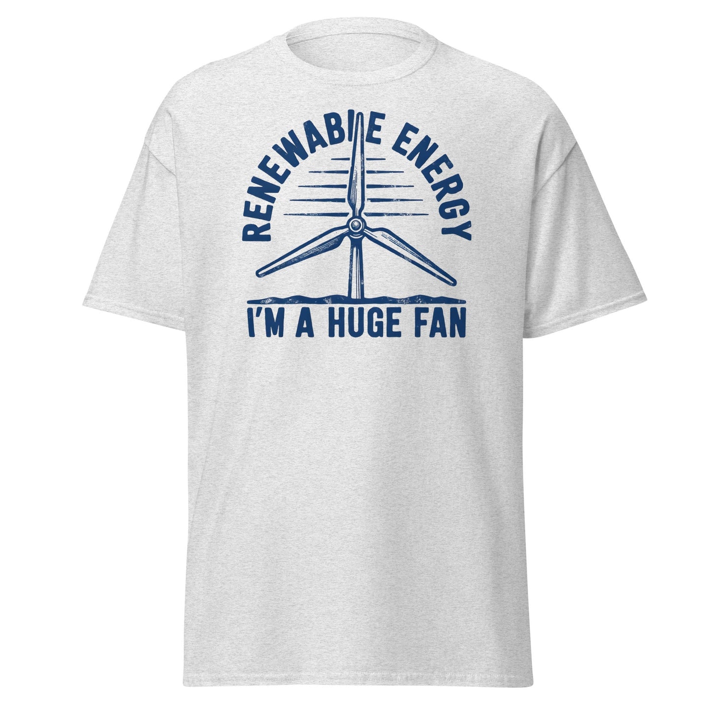 Funny Renewable Energy Wind Turbine T-Shirt - Huge Fan Tee - Ash - T-Shirts Online