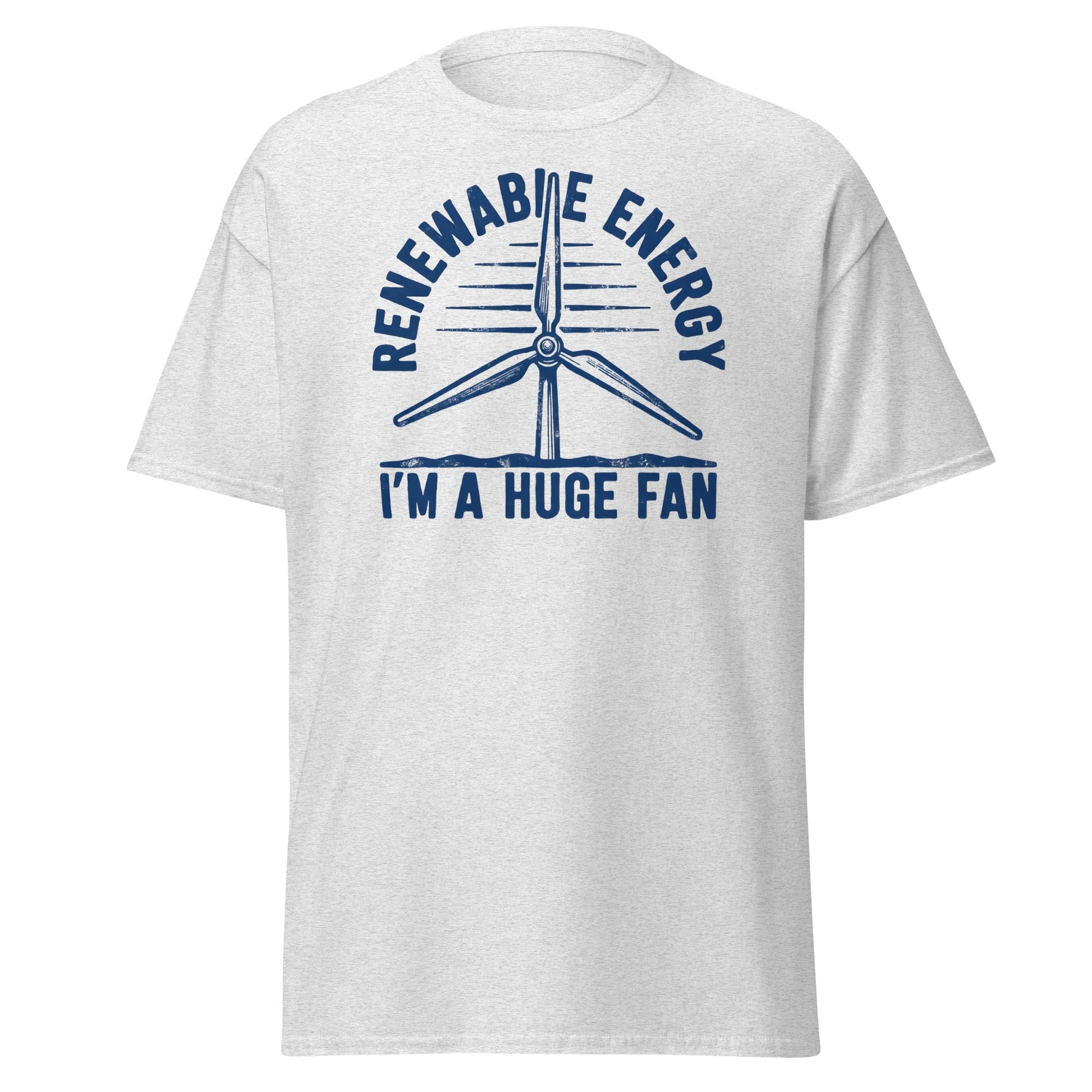 Funny Renewable Energy Wind Turbine T-Shirt - Huge Fan Tee - Ash - T-Shirts Online