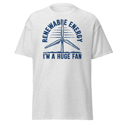 Funny Renewable Energy Wind Turbine T-Shirt - Huge Fan Tee - Ash - T-Shirts Online