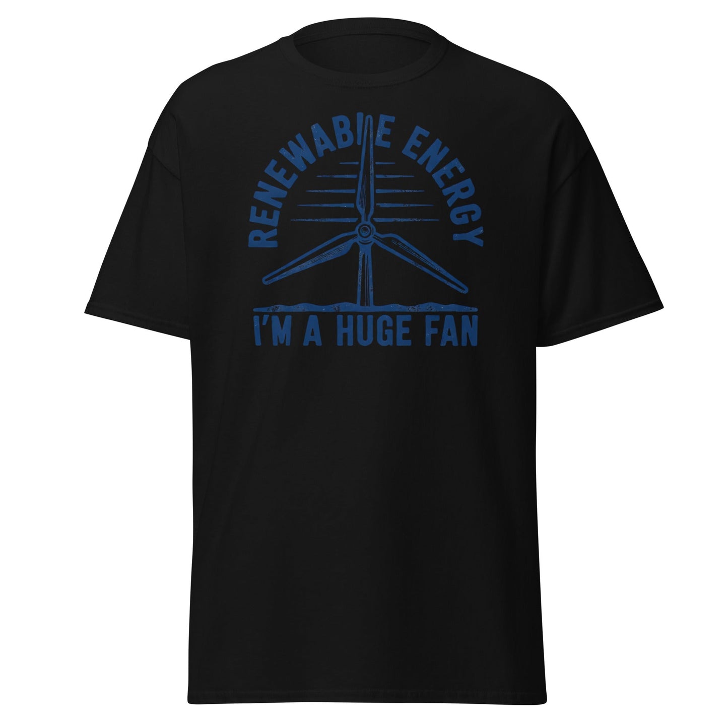 Funny Renewable Energy Wind Turbine T-Shirt - Huge Fan Tee - Black - T-Shirts Online