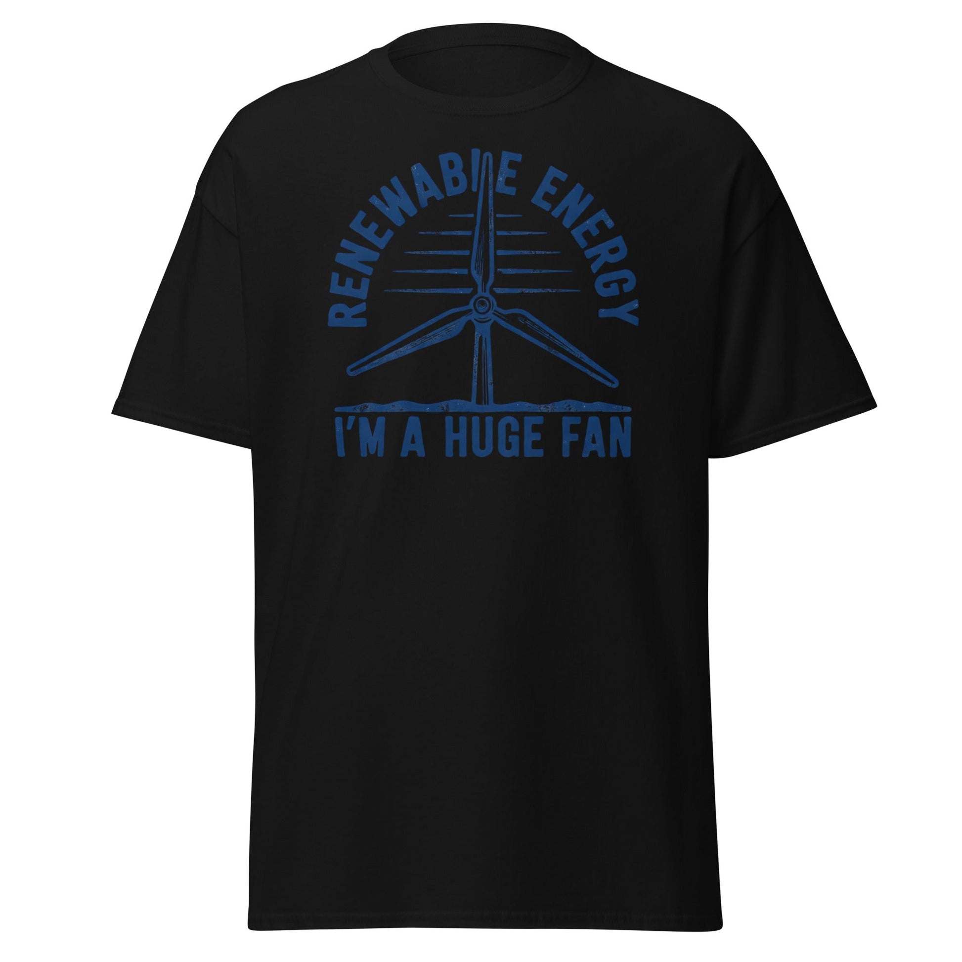 Funny Renewable Energy Wind Turbine T-Shirt - Huge Fan Tee - Black - T-Shirts Online