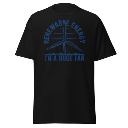 Funny Renewable Energy Wind Turbine T-Shirt - Huge Fan Tee - Black - T-Shirts Online