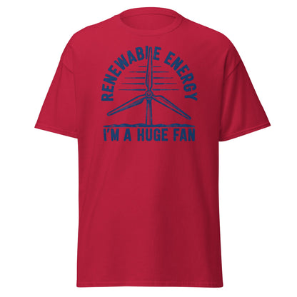 Funny Renewable Energy Wind Turbine T-Shirt - Huge Fan Tee - Cardinal - T-Shirts Online