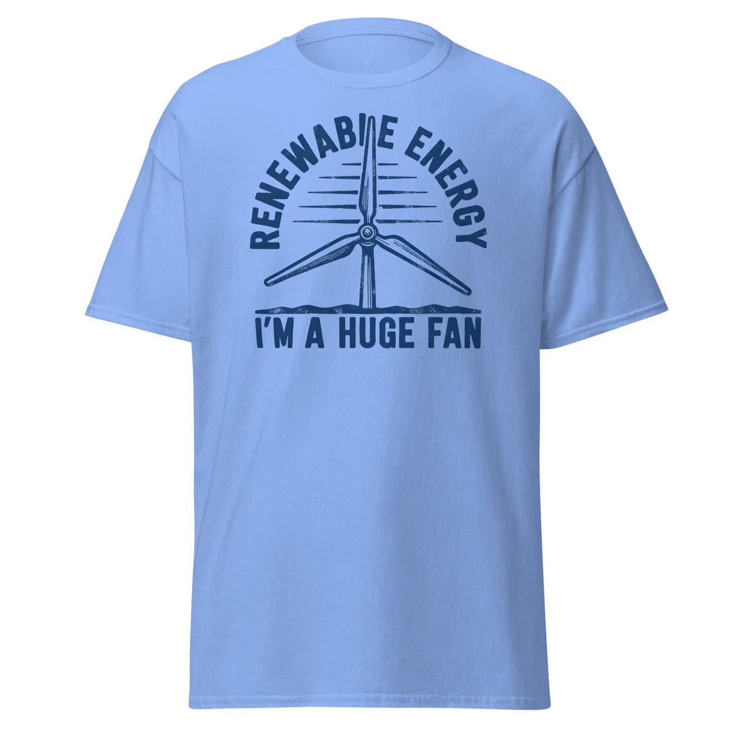 Funny Renewable Energy Wind Turbine T-Shirt - Huge Fan Tee - Carolina Blue - T-Shirts Online
