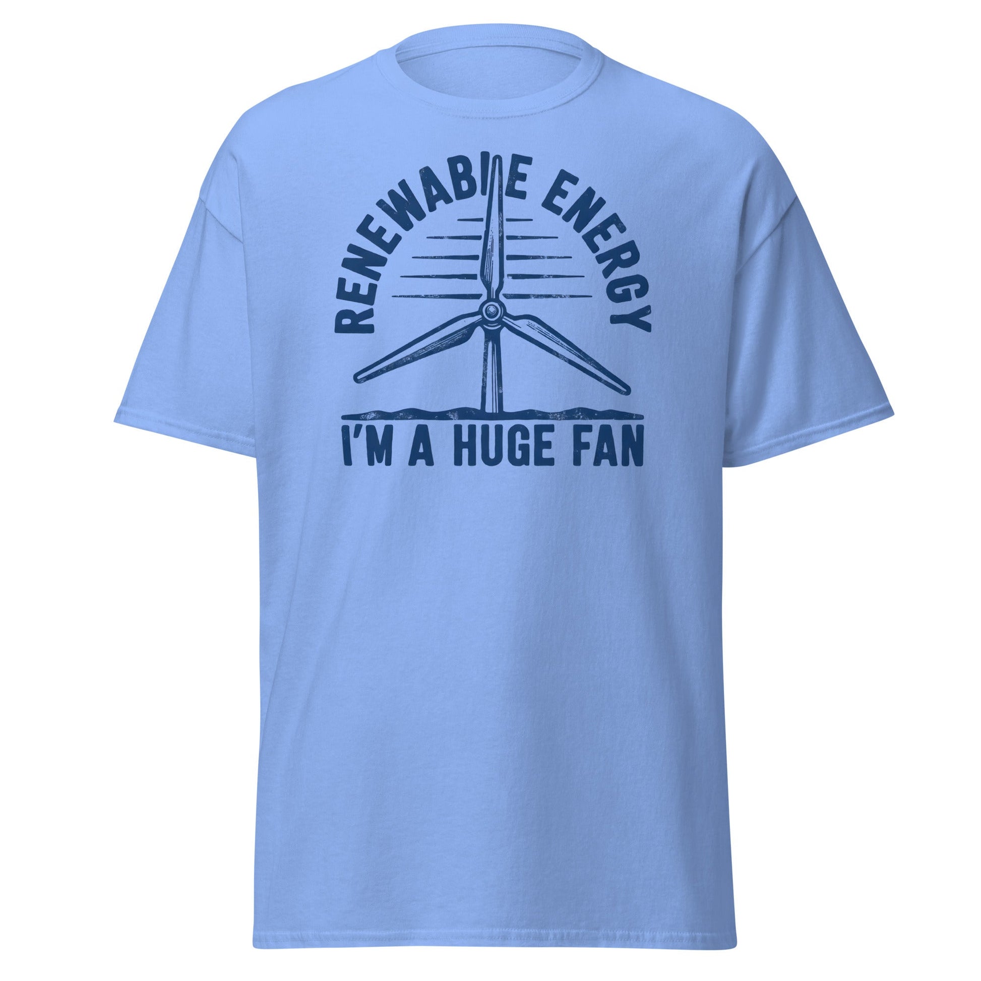 Funny Renewable Energy Wind Turbine T-Shirt - Huge Fan Tee - Carolina Blue - T-Shirts Online