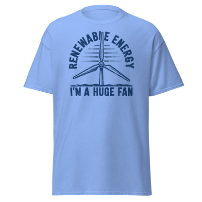 Funny Renewable Energy Wind Turbine T-Shirt - Huge Fan Tee - Carolina Blue - T-Shirts Online