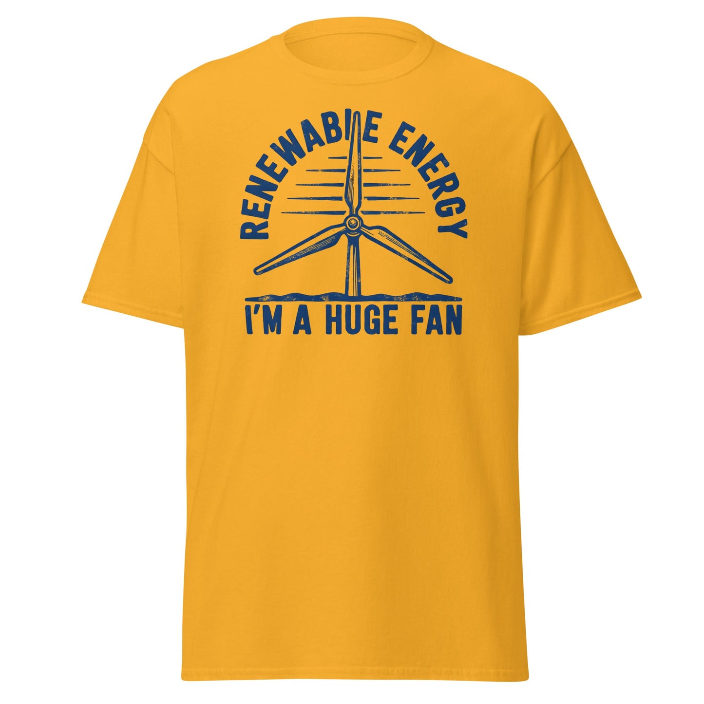 Funny Renewable Energy Wind Turbine T-Shirt - Huge Fan Tee - Gold - T-Shirts Online