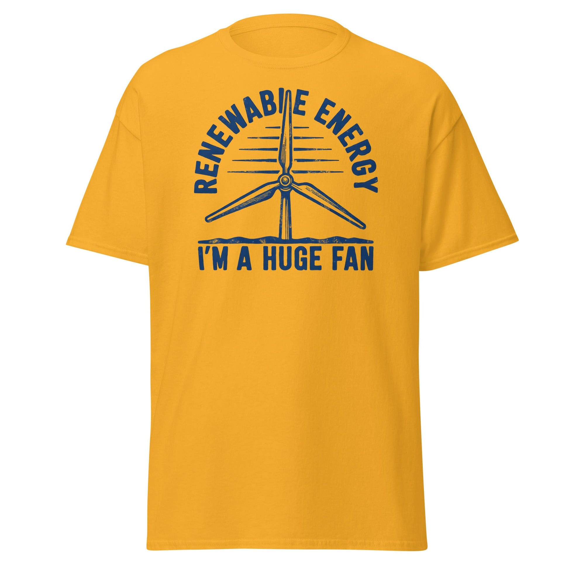 Funny Renewable Energy Wind Turbine T-Shirt - Huge Fan Tee - Gold - T-Shirts Online