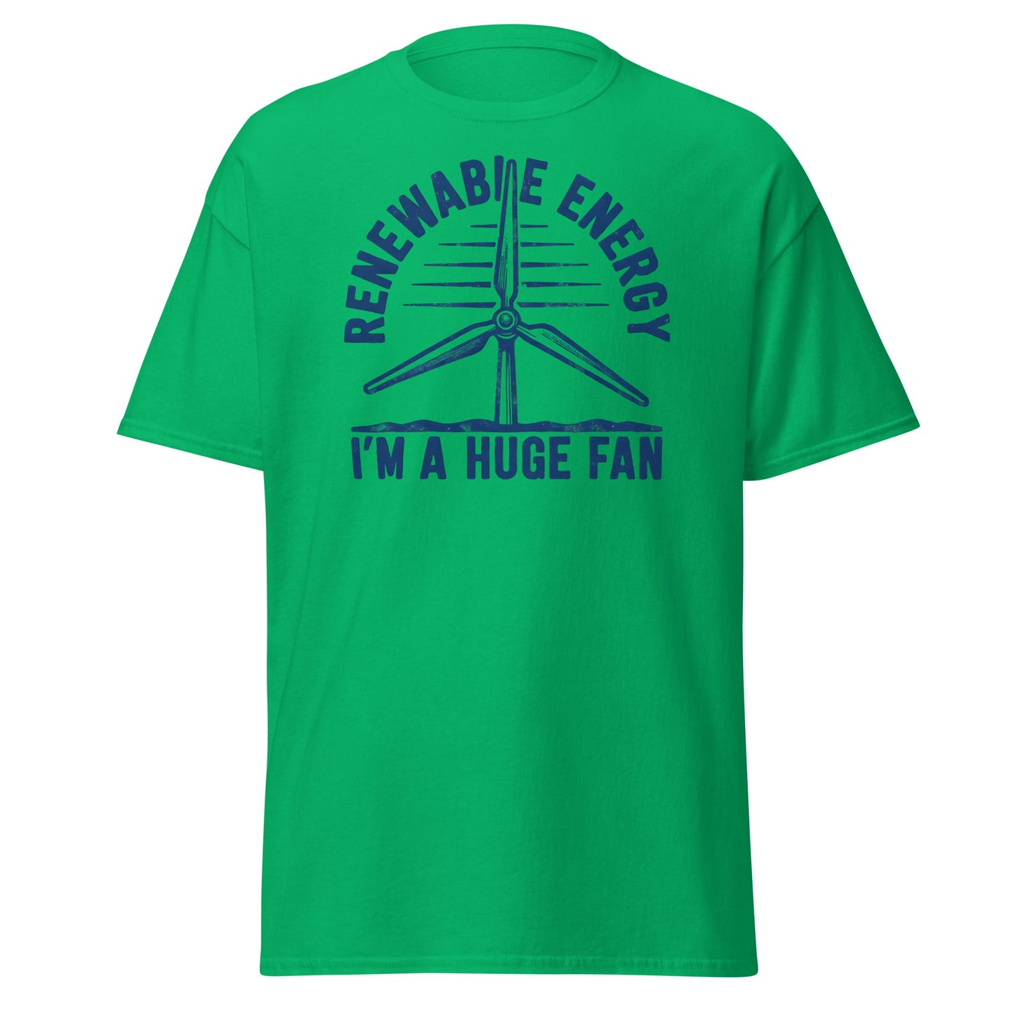 Funny Renewable Energy Wind Turbine T-Shirt - Huge Fan Tee - Irish Green - T-Shirts Online