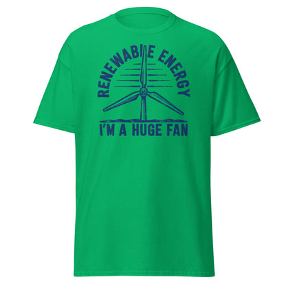 Funny Renewable Energy Wind Turbine T-Shirt - Huge Fan Tee - Irish Green - T-Shirts Online