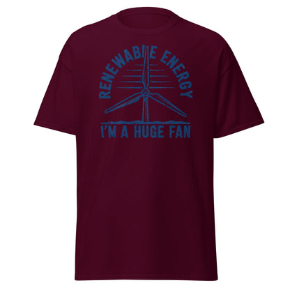 Funny Renewable Energy Wind Turbine T-Shirt - Huge Fan Tee - Maroon - T-Shirts Online