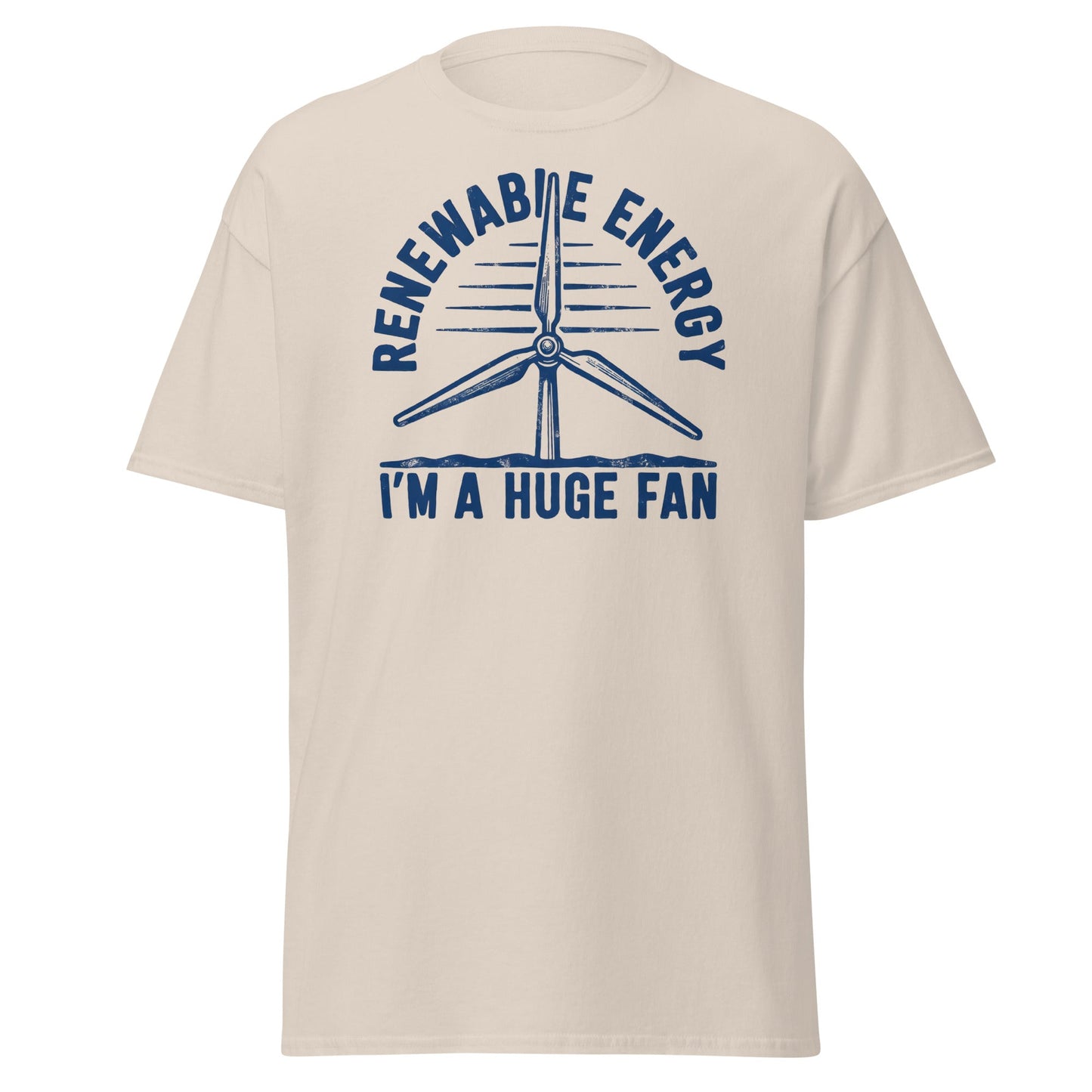 Funny Renewable Energy Wind Turbine T-Shirt - Huge Fan Tee - Natural - T-Shirts Online