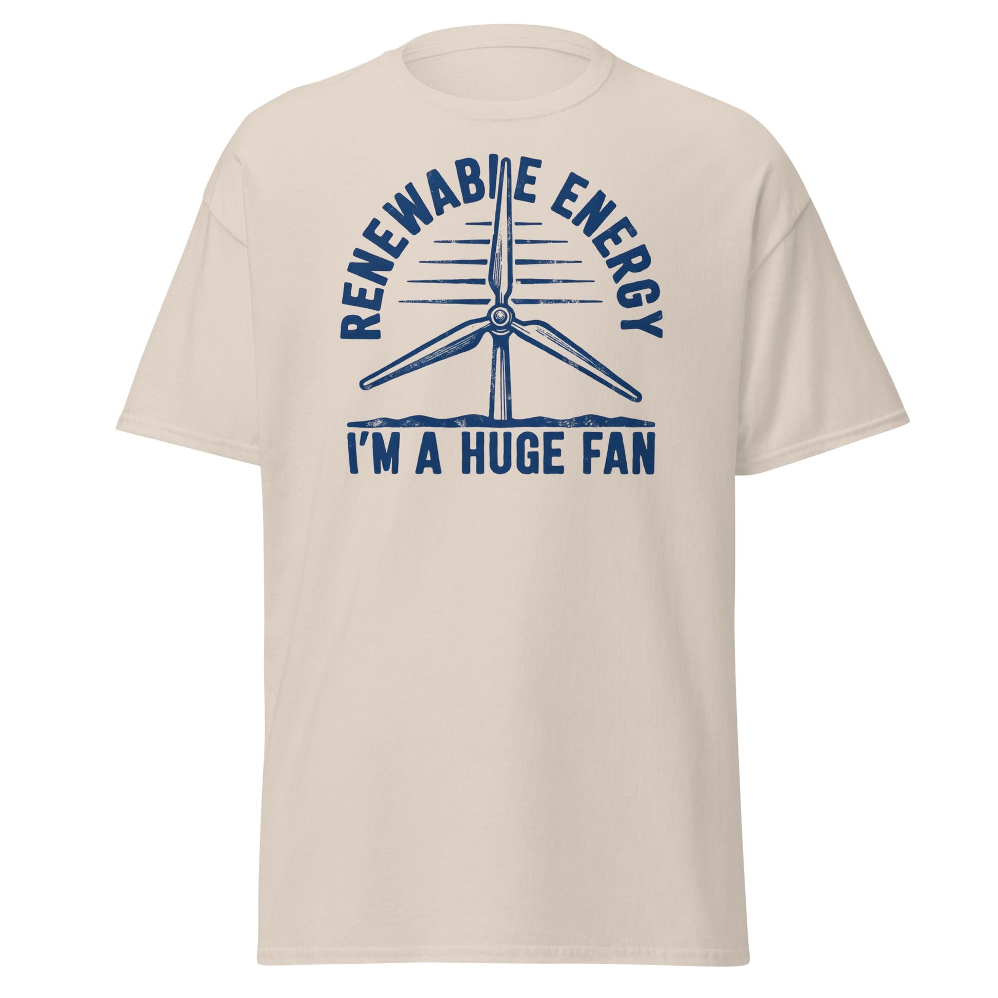 Funny Renewable Energy Wind Turbine T-Shirt - Huge Fan Tee - Natural - T-Shirts Online