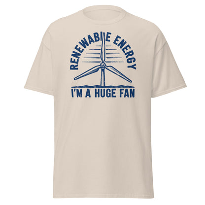 Funny Renewable Energy Wind Turbine T-Shirt - Huge Fan Tee - Natural - T-Shirts Online