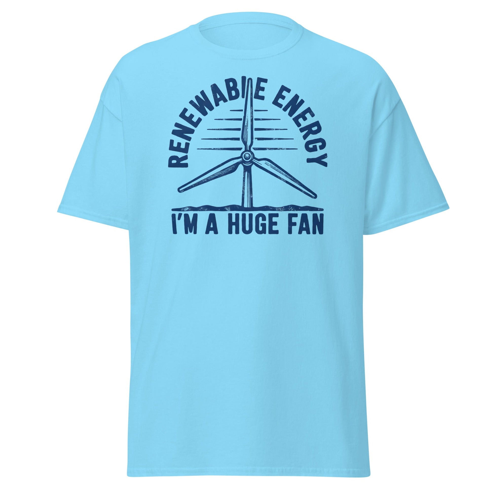 Funny Renewable Energy Wind Turbine T-Shirt - Huge Fan Tee - Sky - T-Shirts Online
