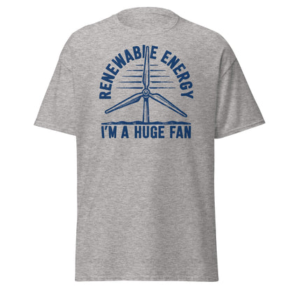 Funny Renewable Energy Wind Turbine T-Shirt - Huge Fan Tee - Sport Grey - T-Shirts Online