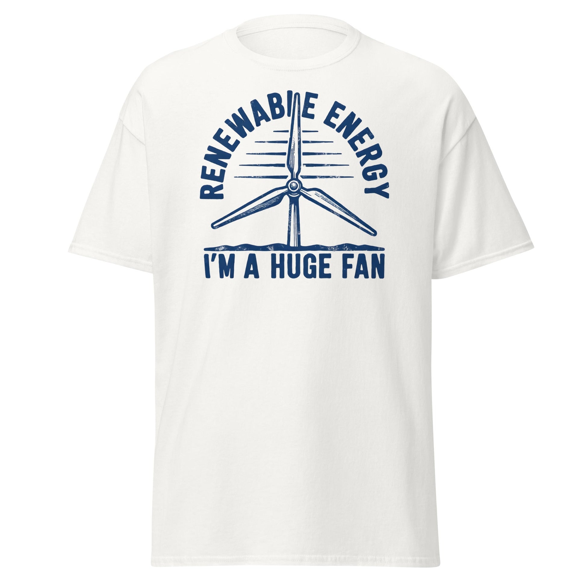 Funny Renewable Energy Wind Turbine T-Shirt - Huge Fan Tee - White - T-Shirts Online