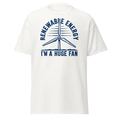 Funny Renewable Energy Wind Turbine T-Shirt - Huge Fan Tee - White - T-Shirts Online