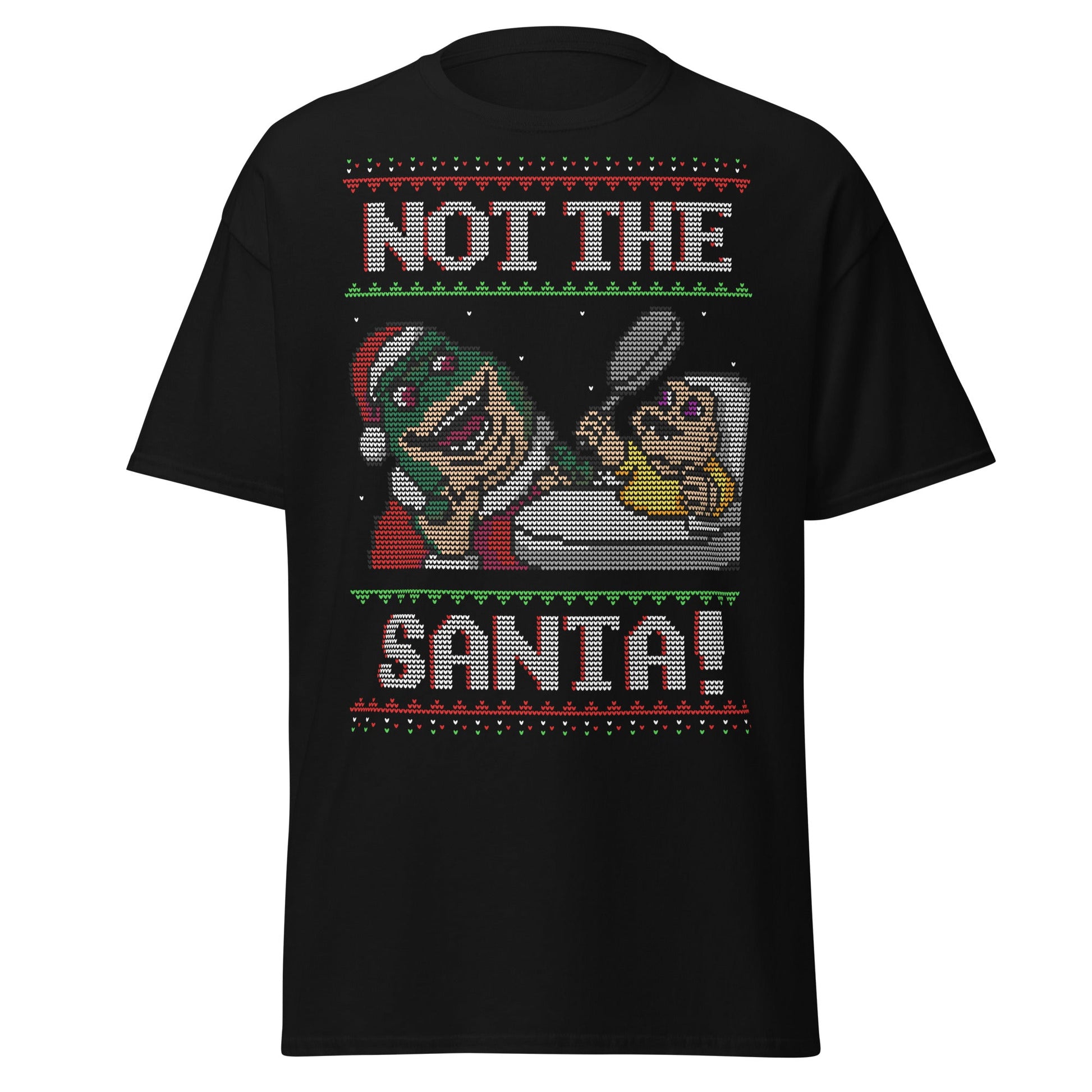 Funny Retro “Not the Santa” Christmas Dinosaur Tee - Black - T-Shirts Online