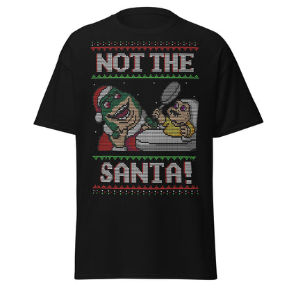 Funny Retro “Not the Santa” Christmas Dinosaur Tee - Black - T-Shirts Online