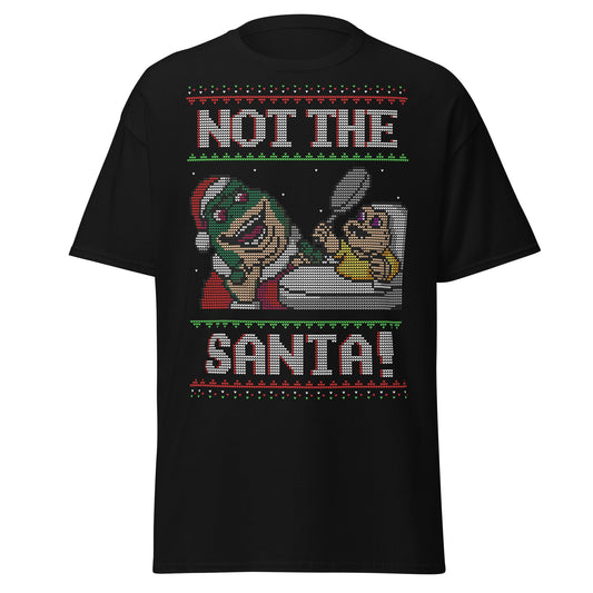 Funny Retro “Not the Santa” Christmas Dinosaur Tee - Black - T-Shirts Online