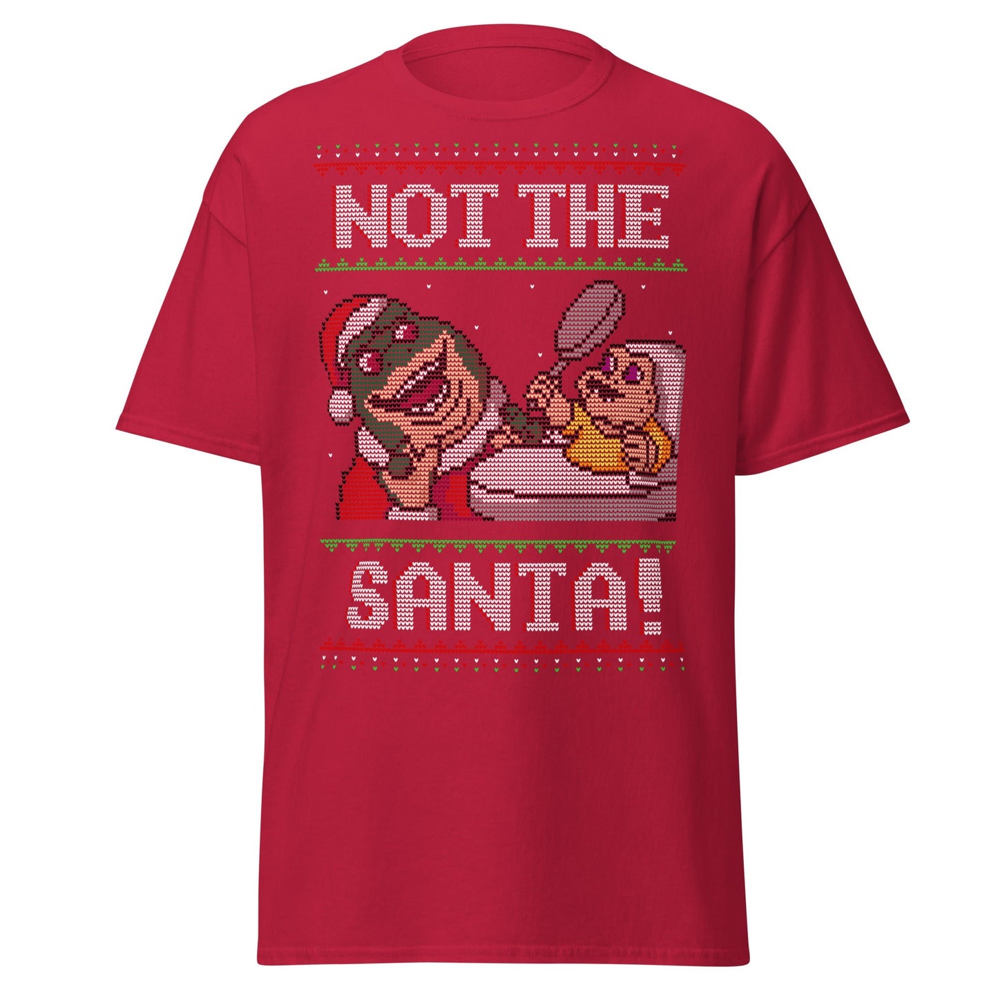Funny Retro “Not the Santa” Christmas Dinosaur Tee - Cardinal - T-Shirts Online