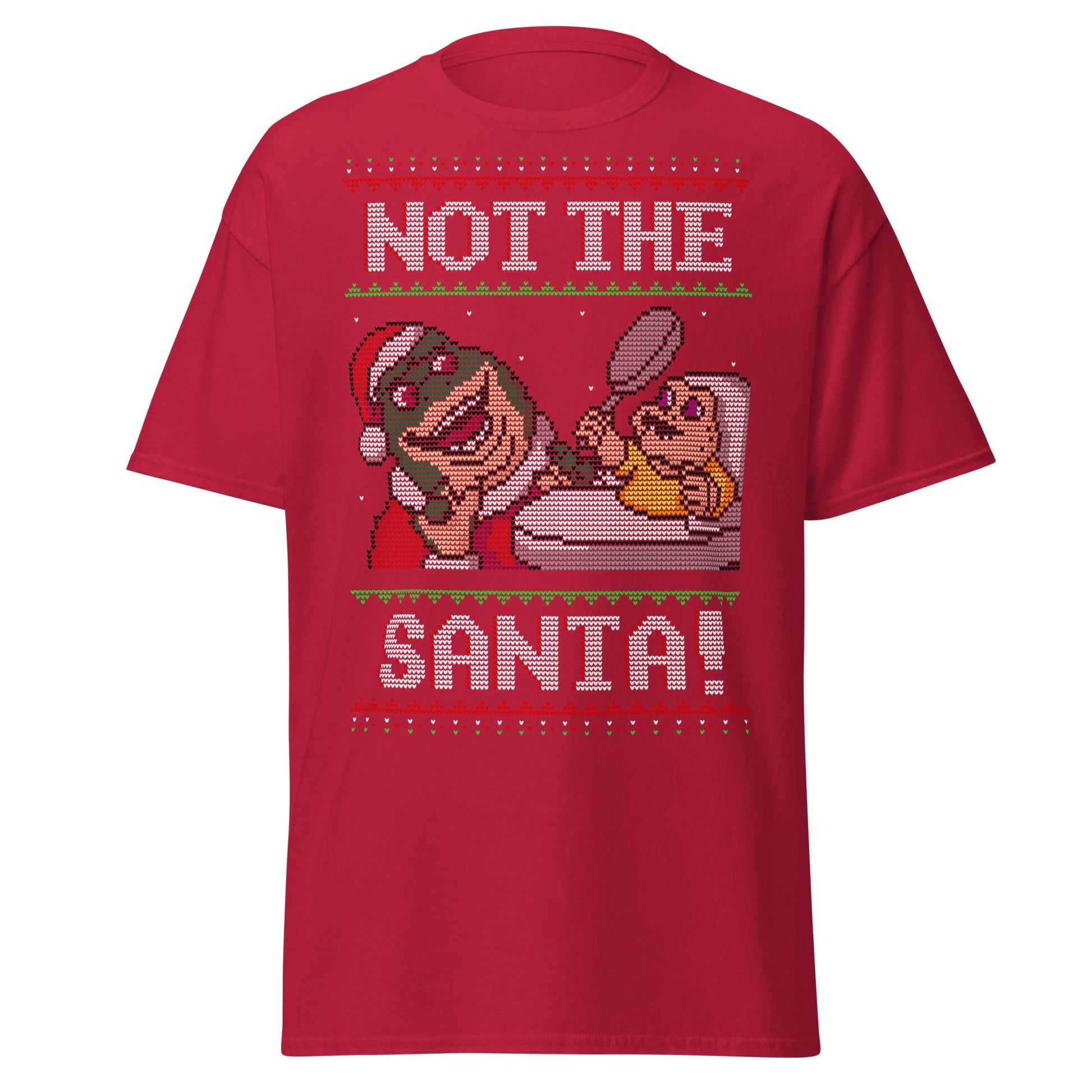 Funny Retro “Not the Santa” Christmas Dinosaur Tee - Cardinal - T-Shirts Online