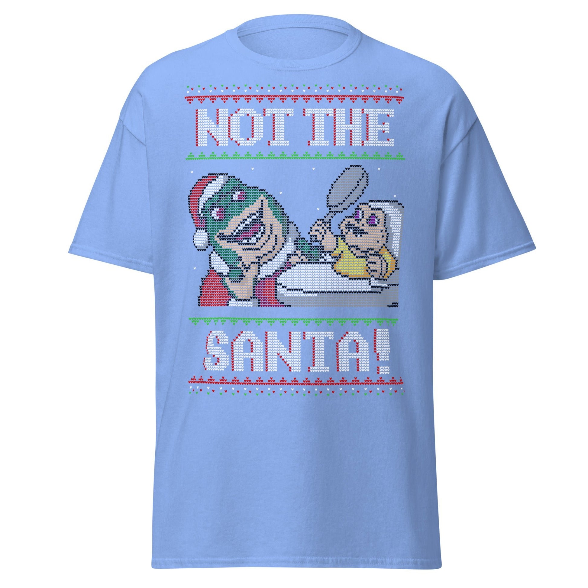 Funny Retro “Not the Santa” Christmas Dinosaur Tee - Carolina Blue - T-Shirts Online