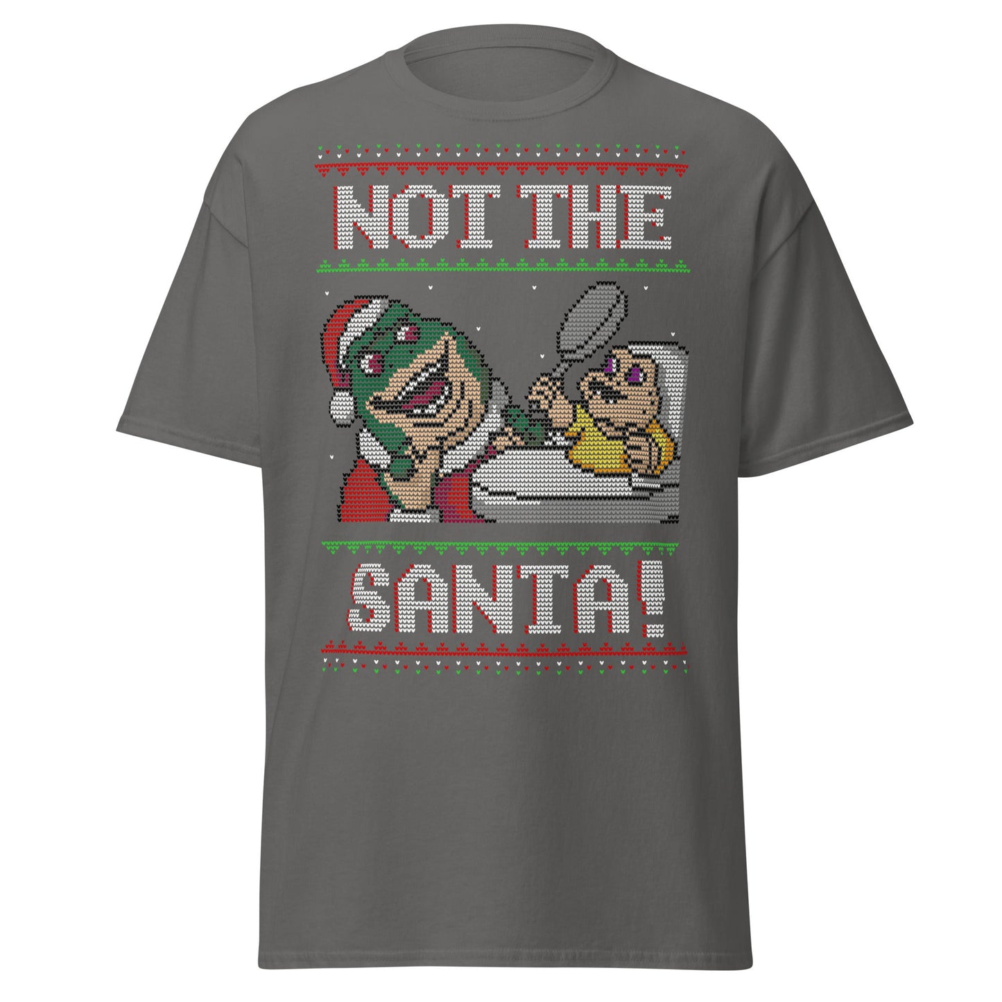 Funny Retro “Not the Santa” Christmas Dinosaur Tee - Charcoal - T-Shirts Online