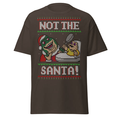 Funny Retro “Not the Santa” Christmas Dinosaur Tee - Dark Chocolate - T-Shirts Online