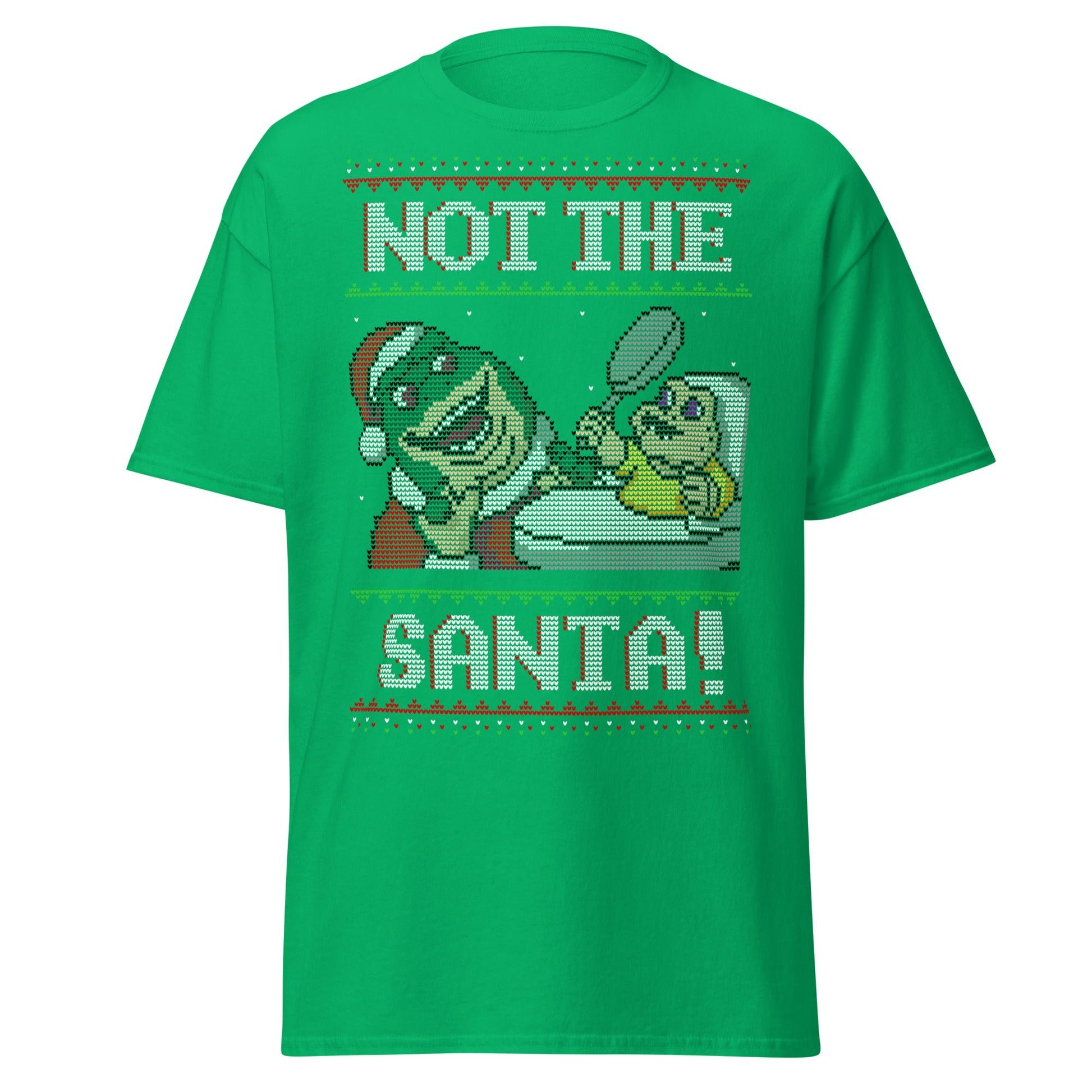 Funny Retro “Not the Santa” Christmas Dinosaur Tee - Irish Green - T-Shirts Online
