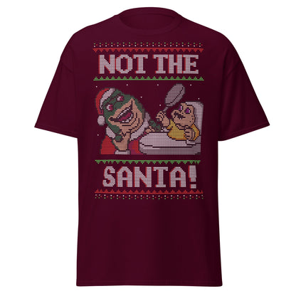 Funny Retro “Not the Santa” Christmas Dinosaur Tee - Maroon - T-Shirts Online