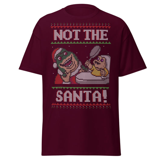 Funny Retro “Not the Santa” Christmas Dinosaur Tee - Maroon - T-Shirts Online
