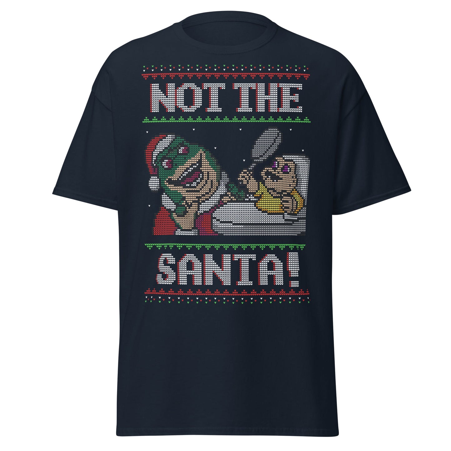 Funny Retro “Not the Santa” Christmas Dinosaur Tee - Navy - T-Shirts Online