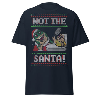 Funny Retro “Not the Santa” Christmas Dinosaur Tee - Navy - T-Shirts Online