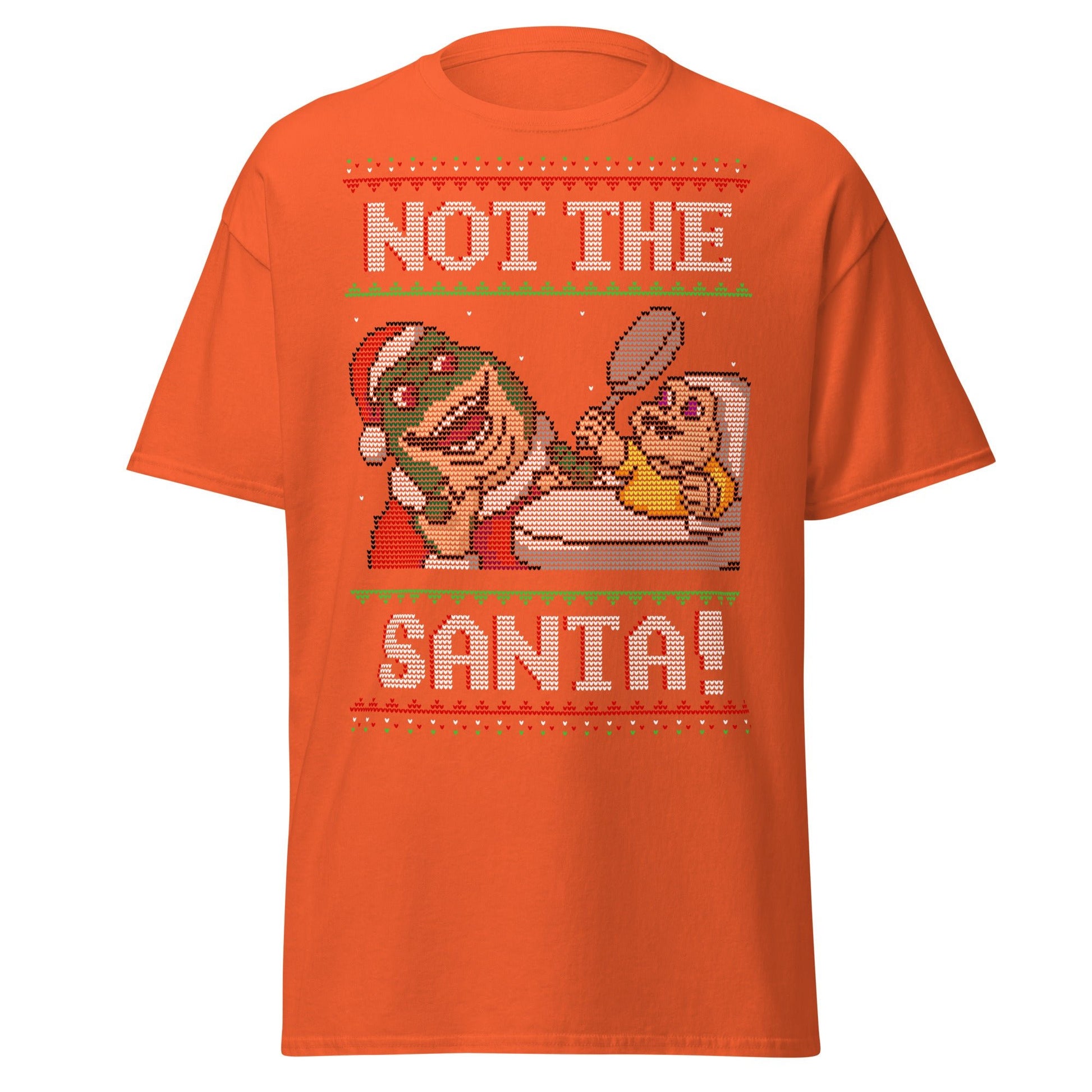 Funny Retro “Not the Santa” Christmas Dinosaur Tee - Orange - T-Shirts Online