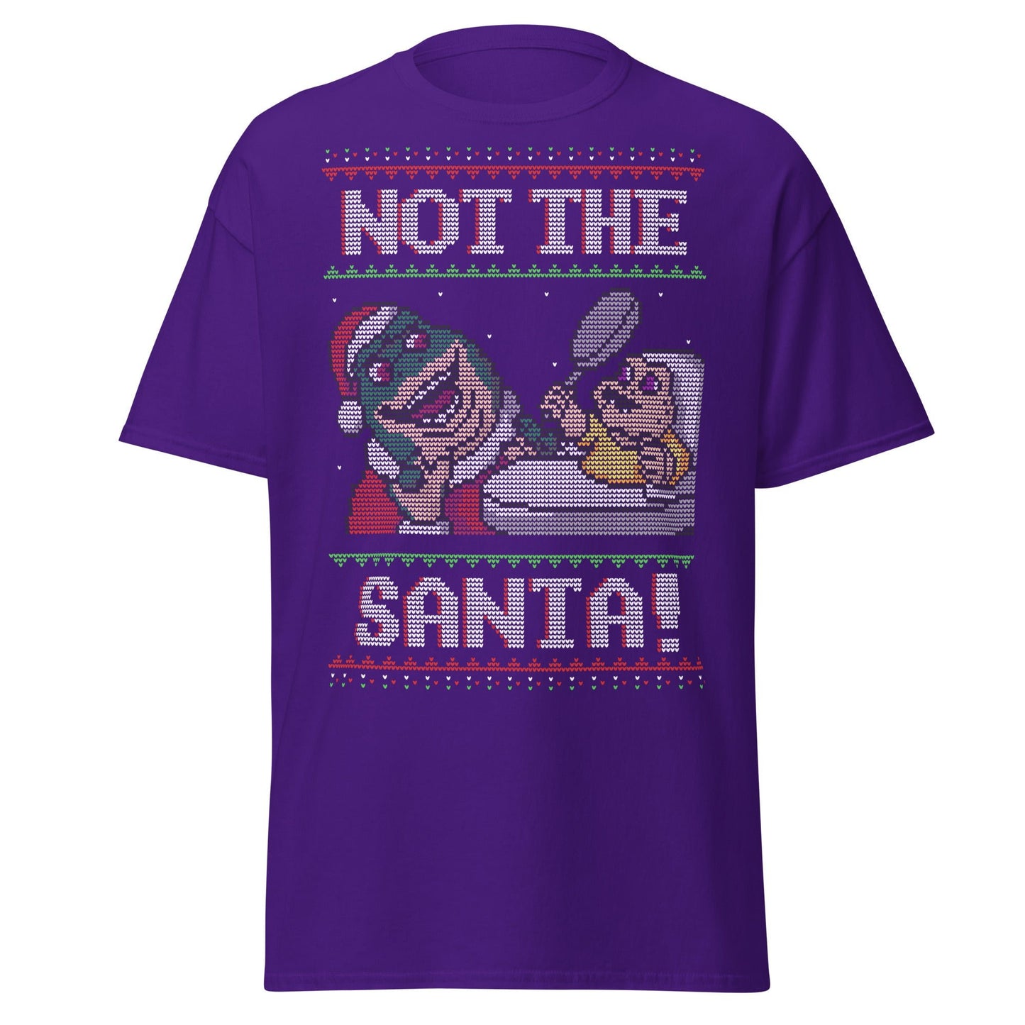 Funny Retro “Not the Santa” Christmas Dinosaur Tee - Purple - T-Shirts Online
