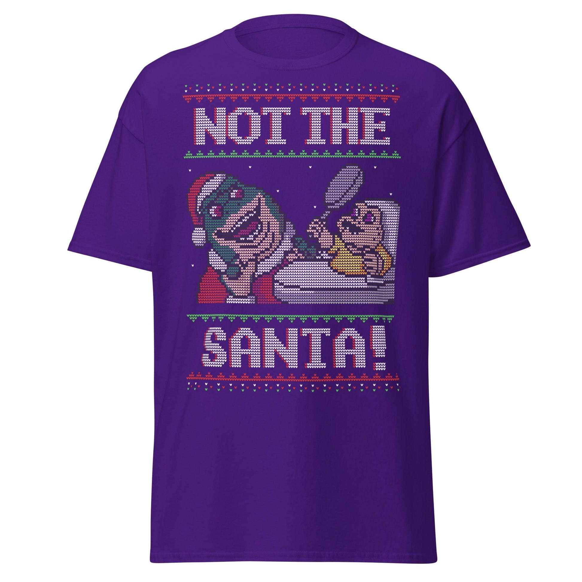 Funny Retro “Not the Santa” Christmas Dinosaur Tee - Purple - T-Shirts Online